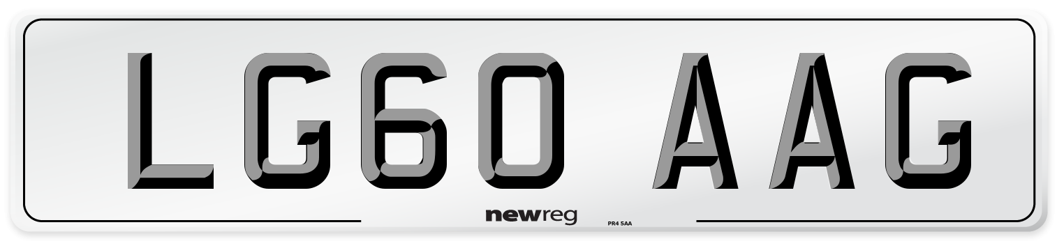 LG60 AAG Number Plate from New Reg